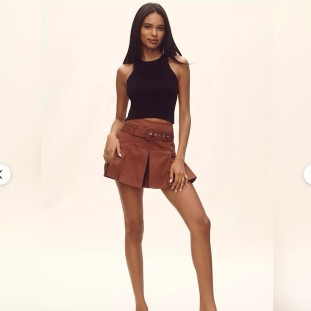 Maeve Anthropologie Brown Belted Pleated Skort NWT Size 6